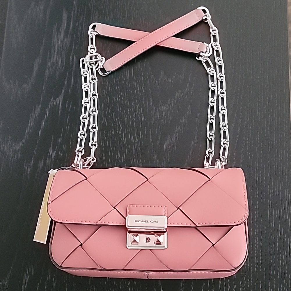 Michael KorsTribeca Small Convertible Chain Shoulder Bag In Rose - Picture 11 of 14